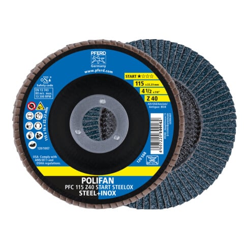 Pferd Polifan PFC 115 Z40 Start Steelox disco lamellare 115mm grana 40 confezione 10 pezzi